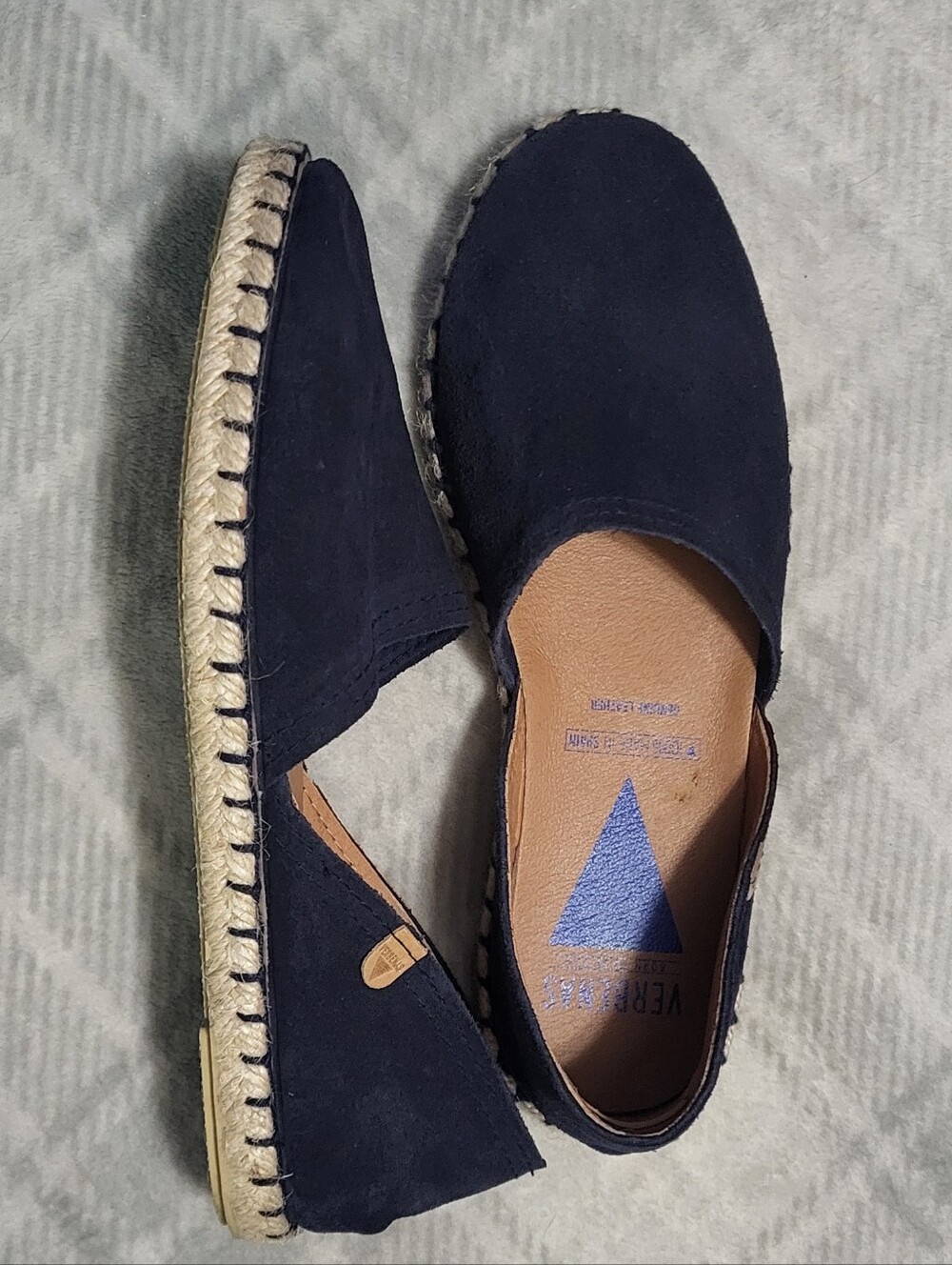 Navy Suede Espadrille Flats Verbena Size 7.5/38